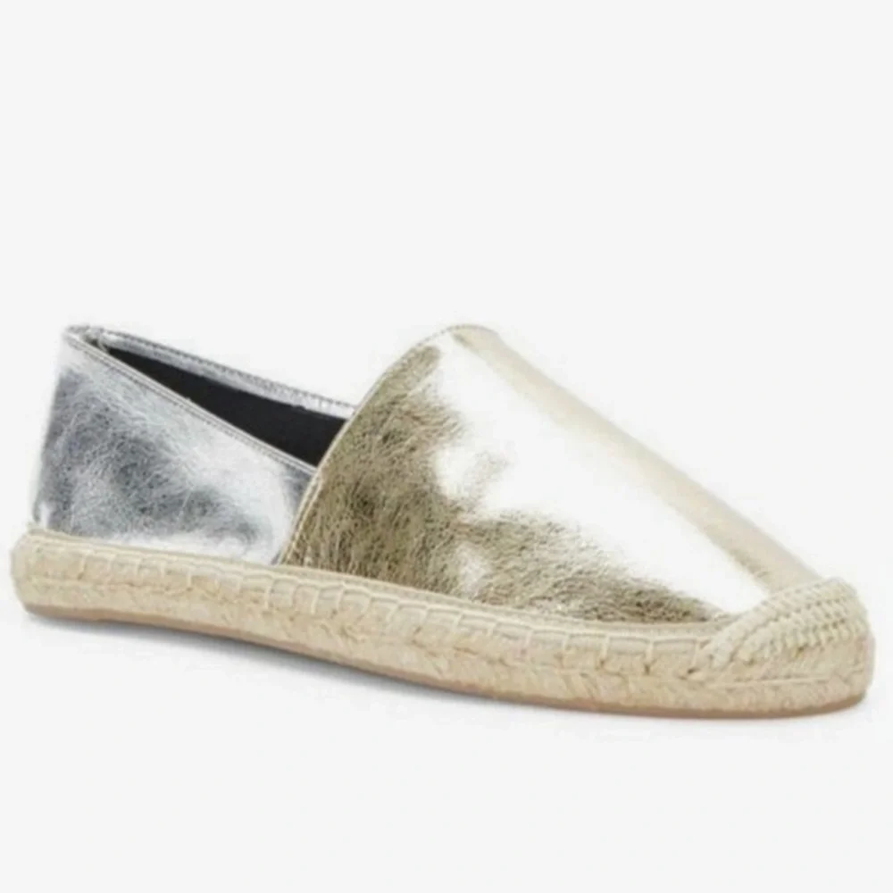Rebecca Minkoff Gavin Gold Silver Espadrilles Sz 6.5